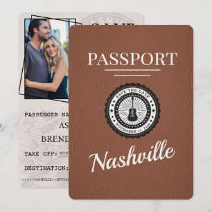 Brauner Nashville Reisepass Save The Date