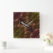 Brauner Neonspiegel mit glänzender Linie Quadratische Wanduhr (Zuhause)