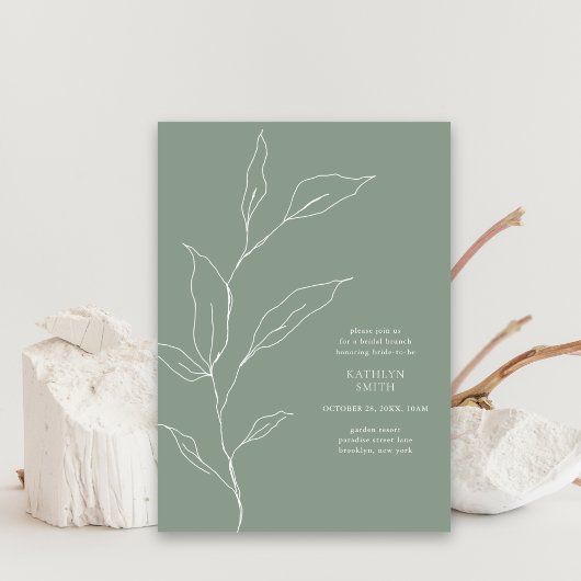 Brauner Olive-Leaf-Zweig Bridal Brunch Einladung