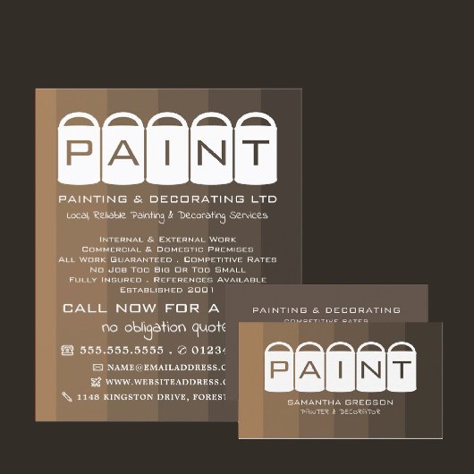 Brauner Ombre, farbige Eimer, Maler und Dekorator Flyer