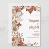 Brauner Orangenfall rustikale Hochzeit Einladung (Vorderseite)