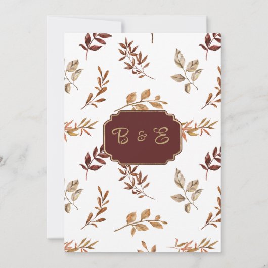 Brauner Orangenfall rustikale Hochzeit Einladung (Rückseite)