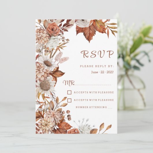 Brauner Orangenfall rustikale UAWG Einladung (Stehend Vorderseite)