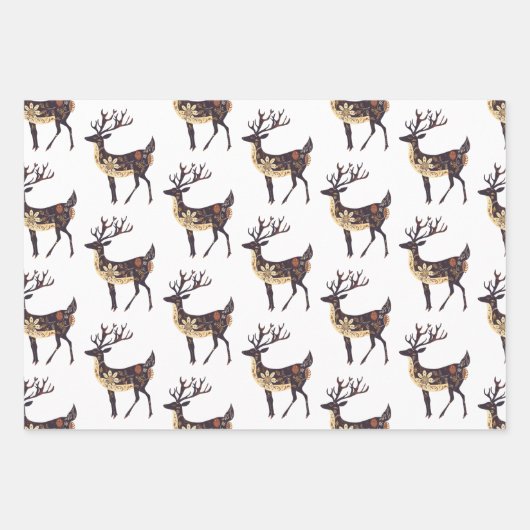 Brauner Orangenfuchs und -hirsch Geschenkpapier Set (Vorderseite 2)