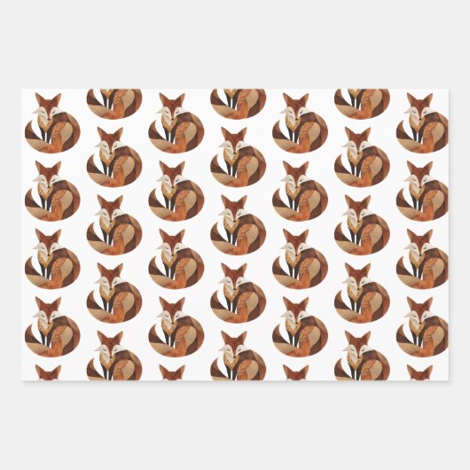 Brauner Orangenfuchs und -hirsch Geschenkpapier Set (Vorderseite)