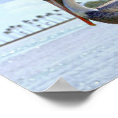 Brauner Pelikan und Palmen Poster (Ecke)