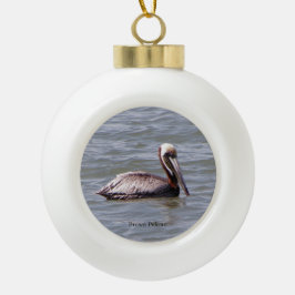 Brauner Pelikanball oder Schneeflockenschmuck Keramik Kugel-Ornament