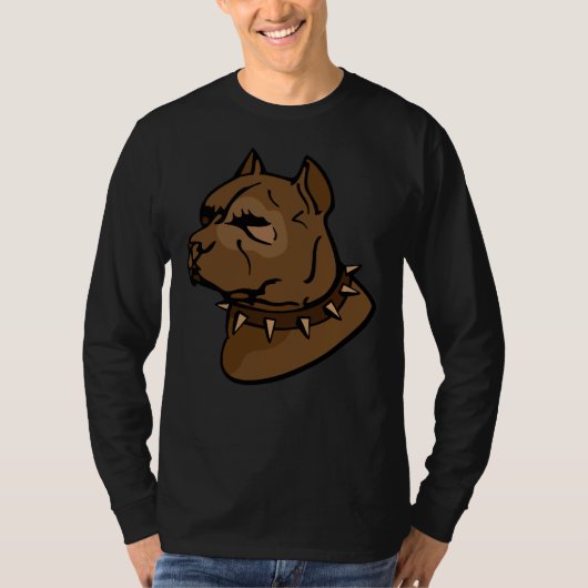 Brauner Pitbull-Hund mit Collar T-Shirt (Vorderseite)