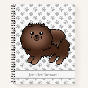 Brauner Pomeranian Süßer Cartoon-Hund & Benutzerde Notizblock