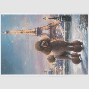 Brauner Pudel Winter in Paris Découpage Seidenpapier