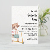 Brauner Racon Roller Geburtstagsparty Einladung (Stehend Vorderseite)