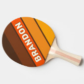 Brauner Retro Fettgewebt mit Namen gestrichen Tischtennis Schläger (Seitenansicht)