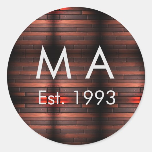 Brauner rustikaler Backstein Stein Name Buchstabe  Runder Aufkleber (Vorderseite)