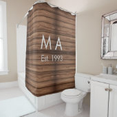 Brauner rustikaler Boho Anbringen des Namensbuchst Duschvorhang (Beispiel)