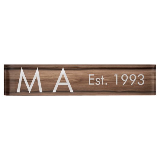 Brauner rustikaler Boho Anbringen des Namensbuchst Namensplakette (Vorderseite)