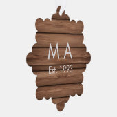 Brauner rustikaler Boho Anbringen des Namensbuchst Ornament Karte (Rechts)