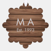 Brauner rustikaler Boho Anbringen des Namensbuchst Ornament Karte (Rückseite)