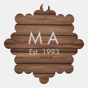 Brauner rustikaler Boho Anbringen des Namensbuchst Ornament Karte