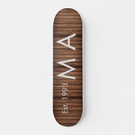 Brauner rustikaler Boho Anbringen des Namensbuchst Skateboard (Vorne)