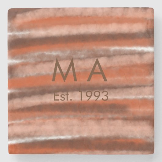 Brauner rustikaler Boho Anbringen des Namensbuchst Steinuntersetzer (Vorderseite)