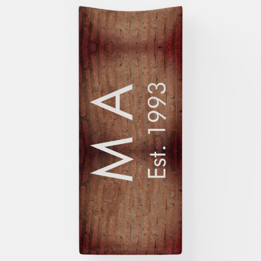 Brauner rustikaler Stein mit dem Namen Datum des J Banner (Vertikal)