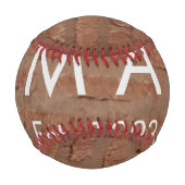 Brauner rustikaler Stein mit dem Namen Datum des J Baseball (Rückseite)