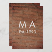 Brauner rustikaler Stein mit dem Namen Datum des J Einladung (Vorne/Hinten)