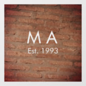 Brauner rustikaler Stein mit dem Namen Datum des J Fensteraufkleber (Blatt)