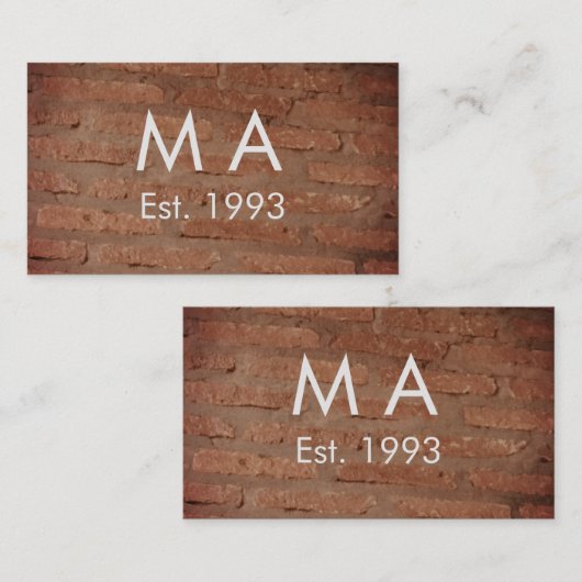 Brauner rustikaler Stein mit dem Namen Datum des J Visitenkarte (Vorne/Hinten)