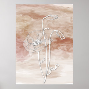 Brauner Sand, Abstrakte Wasserfarbe und Pflaumen 2 Poster