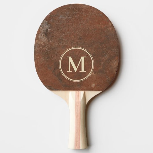 Brauner Sandstein Monogramm Tischtennis Schläger (Rückseite)