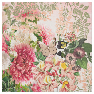 Brauner Schmetterling der Vintagen rosa grünen Stoff