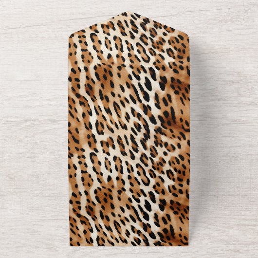 Brauner Schwarz-weißer Leopard All In One Einladung (Außenbereich)