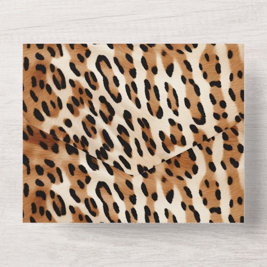 Brauner Schwarz-weißer Leopard All In One Einladung (Rückseite)