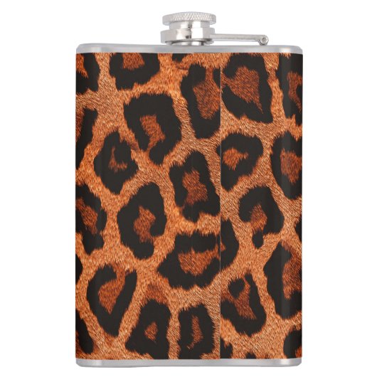 Brauner Schwarzleopard-Tierdruck Flachmann (Rückseite)