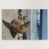 Brauner Seelion am Strand Puzzle (Horizontal)