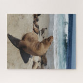 Brauner Seelion am Strand Puzzle (Horizontal)