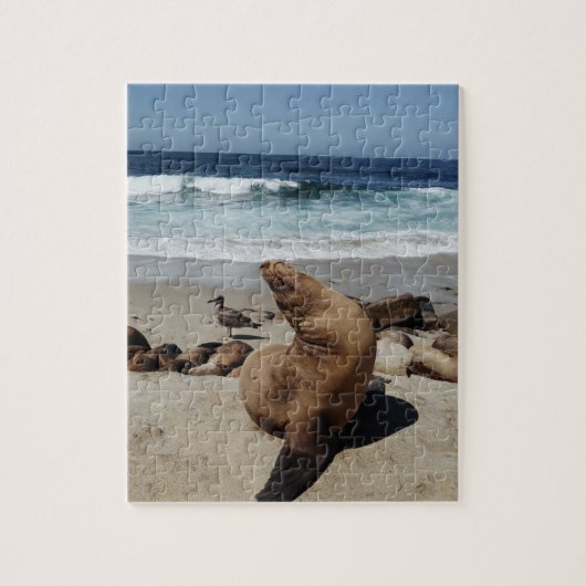 Brauner Seelion am Strand Puzzle (Vertikal)