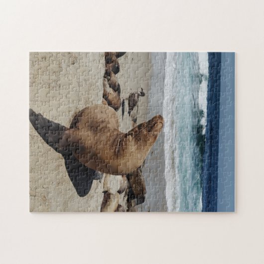 Brauner Seelion am Strand Puzzle (Horizontal)