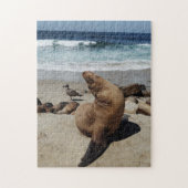 Brauner Seelion am Strand Puzzle (Vertikal)