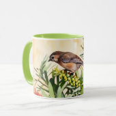 Brauner Sparrow Bird Blume Art Tasse Cup (Vorderseite Links)