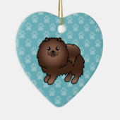 Brauner Spitz Hunde Cartoon Illustration Keramikornament (Rechts)