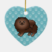 Brauner Spitz Hunde Cartoon Illustration Keramikornament (Hinten)