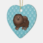 Brauner Spitz Hunde Cartoon Illustration Keramikornament (Links)