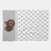 Brauner Spitz mit grauem Muster Geschirrtuch (Horizontal)
