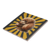 Brauner Standard Pudel Retro Sunburst Fliese (Seite)