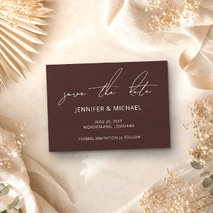 Brauner Staub Hochzeit benutzerdefinierte Fotokall Save The Date