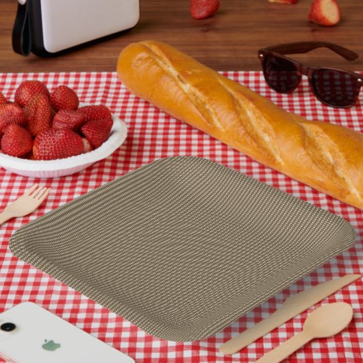 Brauner Stoff mit einem sich wiederholenden vertik Pappteller (Picknick)
