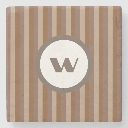 Brauner Streifen-Monogramm-Untersetzer im Country- Steinuntersetzer (Vorderseite)