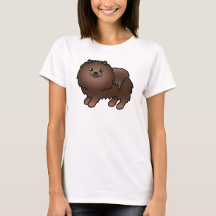 Brauner süßer Cartoon Pomeranian Hund T-Shirt